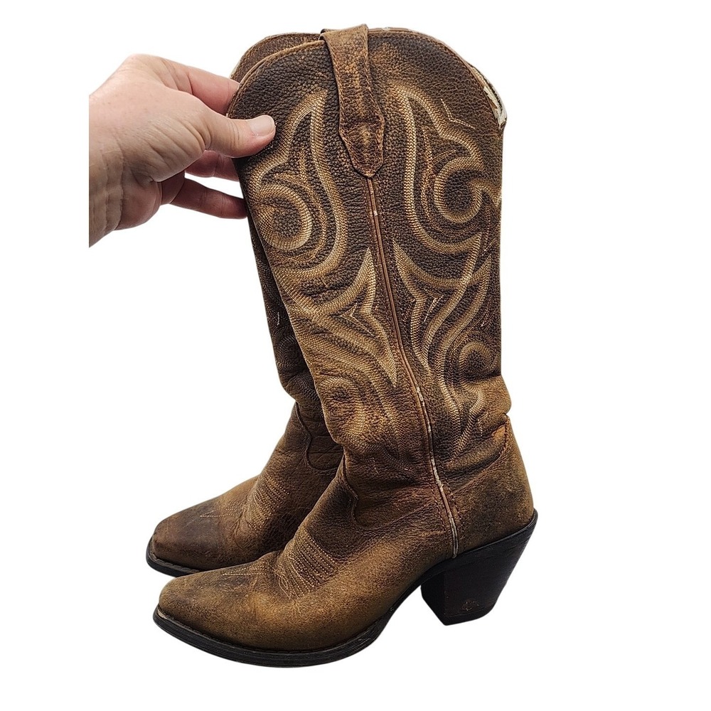 VINTAGE Durango Boots Womens Size 6 Brown Leather Western Cowboy Stitched